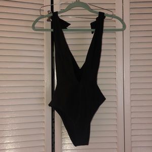 Black one piece bathing suit